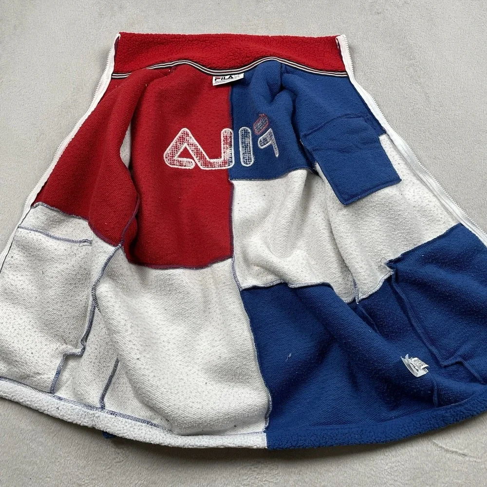 Fila Jacket Mens Small Oversized Deep Pile Sherpa Colorblock Full Zip Spellout